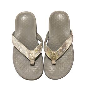 Vionic Sequined Tide Thong Sandals Flip Flops Silver Women's Size 5